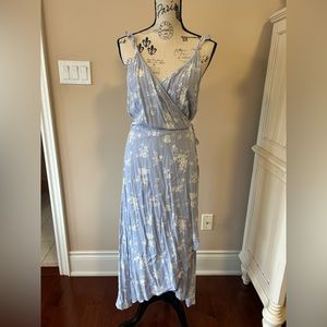 Blue floral wrap dress